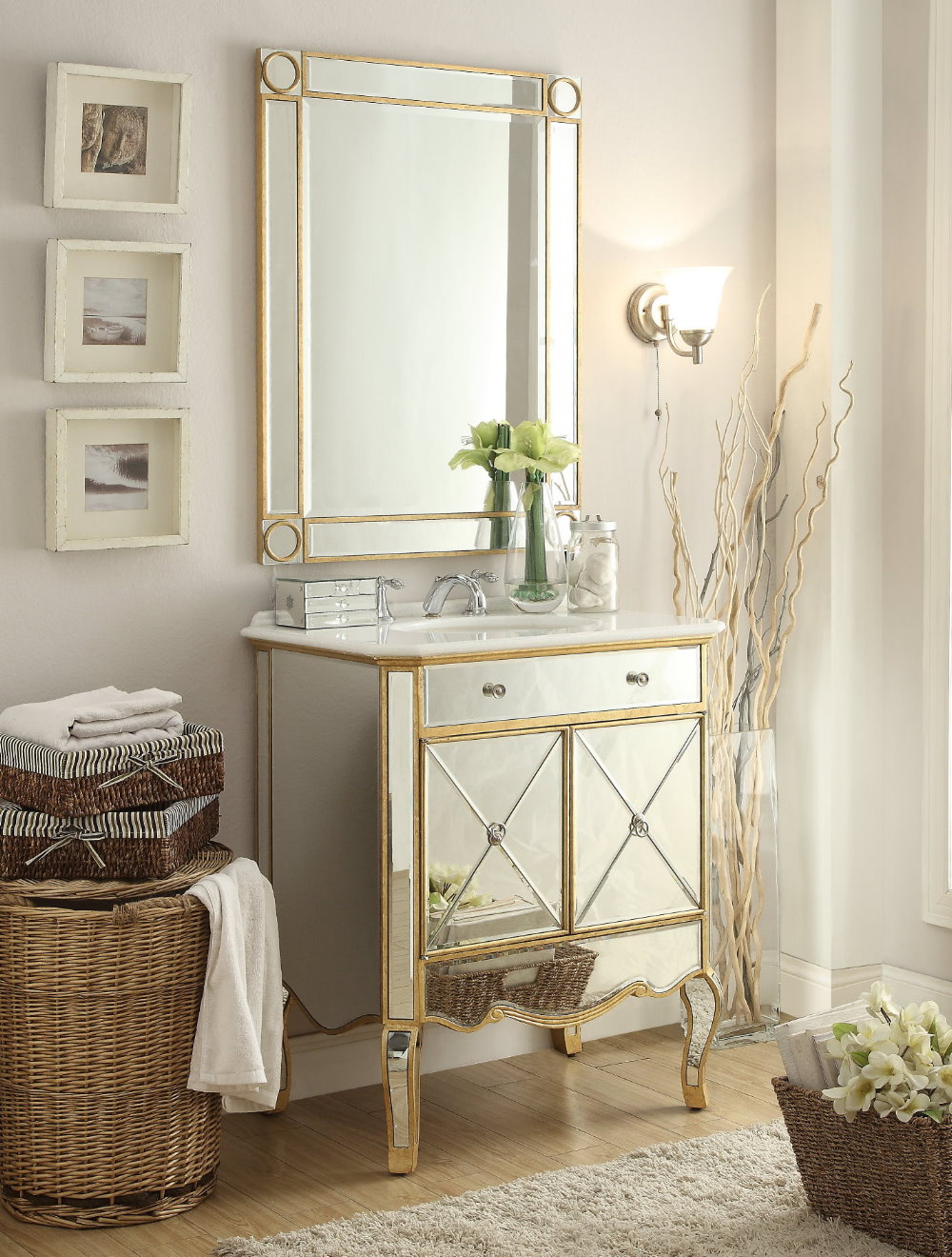 mirrored vanity cupboard